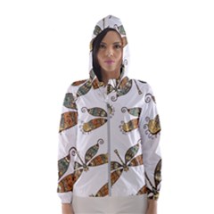 Pattern Dragonfly Background Women s Hooded Windbreaker