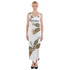 Pattern Dragonfly Background Fitted Maxi Dress by Ravend