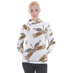 Pattern Dragonfly Background Women s Hooded Pullover