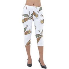 Pattern Dragonfly Background Lightweight Velour Capri Leggings  by Ravend