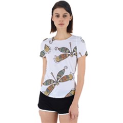 Pattern Dragonfly Background Back Cut Out Sport T-shirt by Ravend