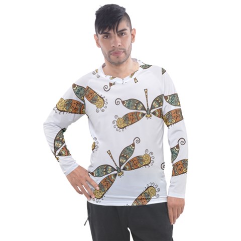 Pattern Dragonfly Background Men s Pique Long Sleeve T-shirt by Ravend