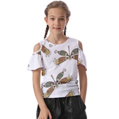 Pattern Dragonfly Background Kids  Butterfly Cutout T-shirt by Ravend