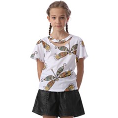 Pattern Dragonfly Background Kids  Front Cut T-shirt by Ravend