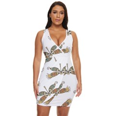 Pattern Dragonfly Background Draped Bodycon Dress by Ravend