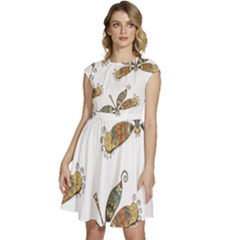 Pattern Dragonfly Background Cap Sleeve High Waist Dress by Ravend