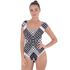 Pattern Tile Repeating Geometric Short Sleeve Leotard 