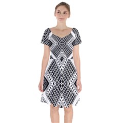 Pattern Tile Repeating Geometric Short Sleeve Bardot Dress by Ravend