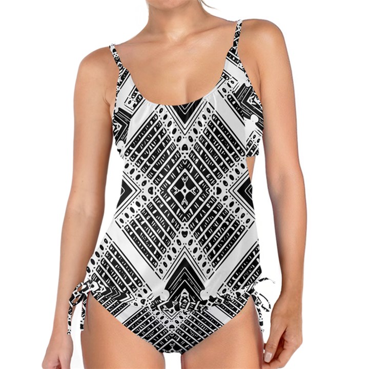 Pattern Tile Repeating Geometric Tankini Set