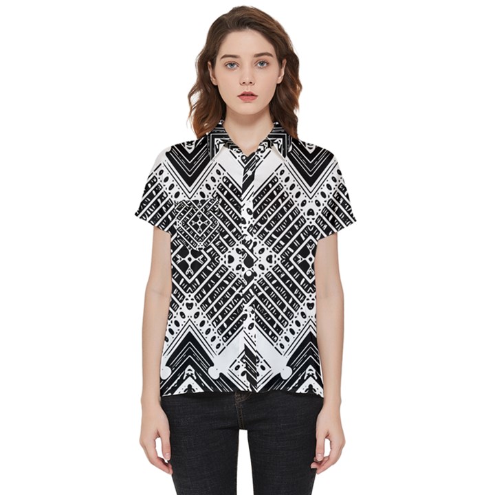 Pattern Tile Repeating Geometric Short Sleeve Pocket Shirt