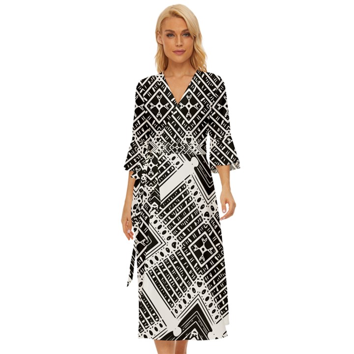 Pattern Tile Repeating Geometric Midsummer Wrap Dress