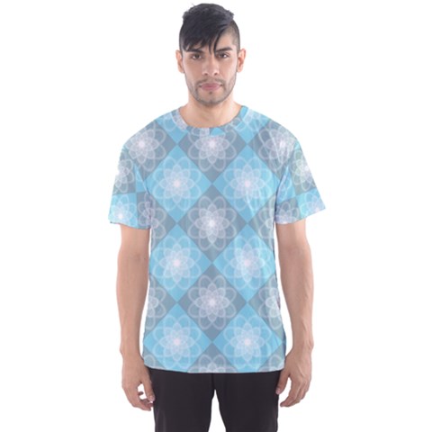 White Light Blue Gray Tile Men s Sport Mesh T-shirt by Ravend