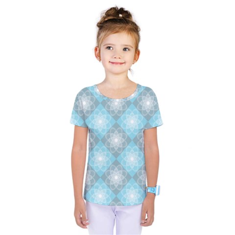 White Light Blue Gray Tile Kids  One Piece T-shirt by Ravend