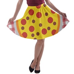 Pizza Table Pepperoni Sausage A-line Skater Skirt by Ravend