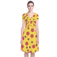 Pizza Table Pepperoni Sausage Short Sleeve Front Wrap Dress by Ravend