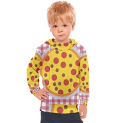 Pizza Table Pepperoni Sausage Kids  Hooded Pullover by Ravend