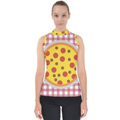 Pizza Table Pepperoni Sausage Mock Neck Shell Top by Ravend