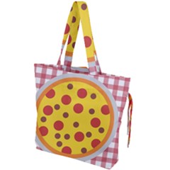 Pizza Table Pepperoni Sausage Drawstring Tote Bag by Ravend