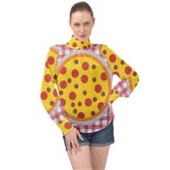 Pizza Table Pepperoni Sausage High Neck Long Sleeve Chiffon Top by Ravend