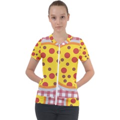 Pizza Table Pepperoni Sausage Short Sleeve Zip Up Jacket by Ravend