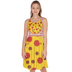 Pizza Table Pepperoni Sausage Knee Length Skater Dress With Pockets by Ravend