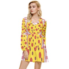 Pizza Table Pepperoni Sausage Tiered Long Sleeve Mini Dress by Ravend