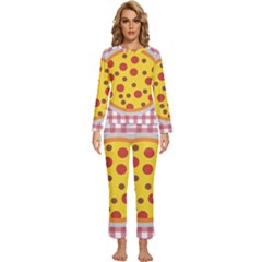 Pizza Table Pepperoni Sausage Womens  Long Sleeve Lightweight Pajamas Set by Ravend