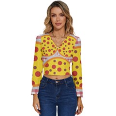 Pizza Table Pepperoni Sausage Long Sleeve V-neck Top by Ravend