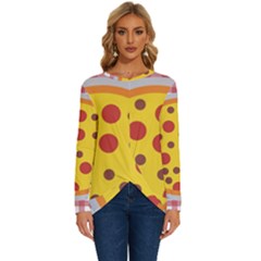 Pizza Table Pepperoni Sausage Long Sleeve Crew Neck Pullover Top by Ravend