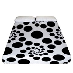 Dot Dots Round Black And White Fitted Sheet (queen Size) by Ravend