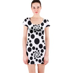 Dot Dots Round Black And White Short Sleeve Bodycon Dress by Ravend