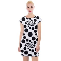 Dot Dots Round Black And White Cap Sleeve Bodycon Dress by Ravend