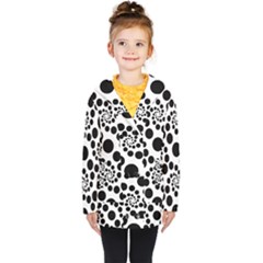 Dot Dots Round Black And White Kids  Double Breasted Button Coat by Ravend