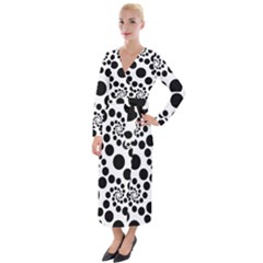 Dot Dots Round Black And White Velvet Maxi Wrap Dress by Ravend