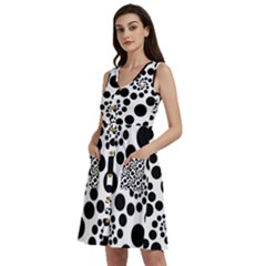 Dot Dots Round Black And White Sleeveless Dress With Pocket by Ravend