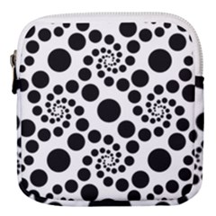 Dot Dots Round Black And White Mini Square Pouch by Ravend