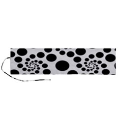 Dot Dots Round Black And White Roll Up Canvas Pencil Holder (l) by Ravend