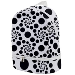 Dot Dots Round Black And White Zip Bottom Backpack by Ravend