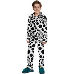 Dot Dots Round Black And White Kids  Long Sleeve Velvet Pajamas Set by Ravend