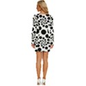 Dot Dots Round Black And White Long Sleeve Square Neck Bodycon Velvet Dress View4