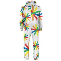 Celebrate Pattern Colorful Design Hooded Jumpsuit (men) by Ravend