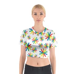 Celebrate Pattern Colorful Design Cotton Crop Top by Ravend