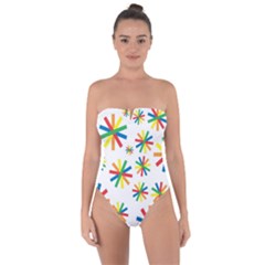 Celebrate Pattern Colorful Design Tie Back One Piece Swimsuit