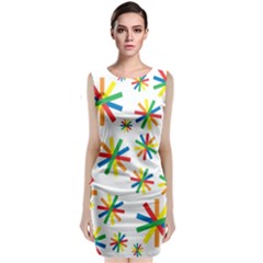 Celebrate Pattern Colorful Design Sleeveless Velvet Midi Dress by Ravend