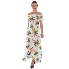 Celebrate Pattern Colorful Design Off Shoulder Open Front Chiffon Dress by Ravend