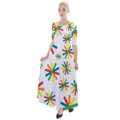 Celebrate Pattern Colorful Design Half Sleeves Maxi Dress by Ravend