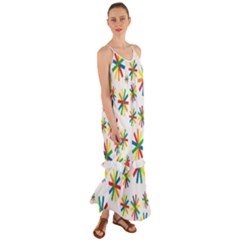 Celebrate Pattern Colorful Design Cami Maxi Ruffle Chiffon Dress by Ravend