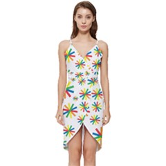 Celebrate Pattern Colorful Design Wrap Frill Dress by Ravend