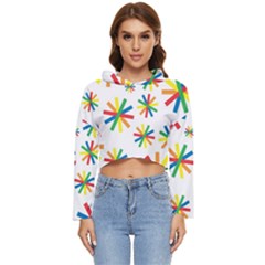 Celebrate Pattern Colorful Design Women s Lightweight Cropped Hoodie by Ravend