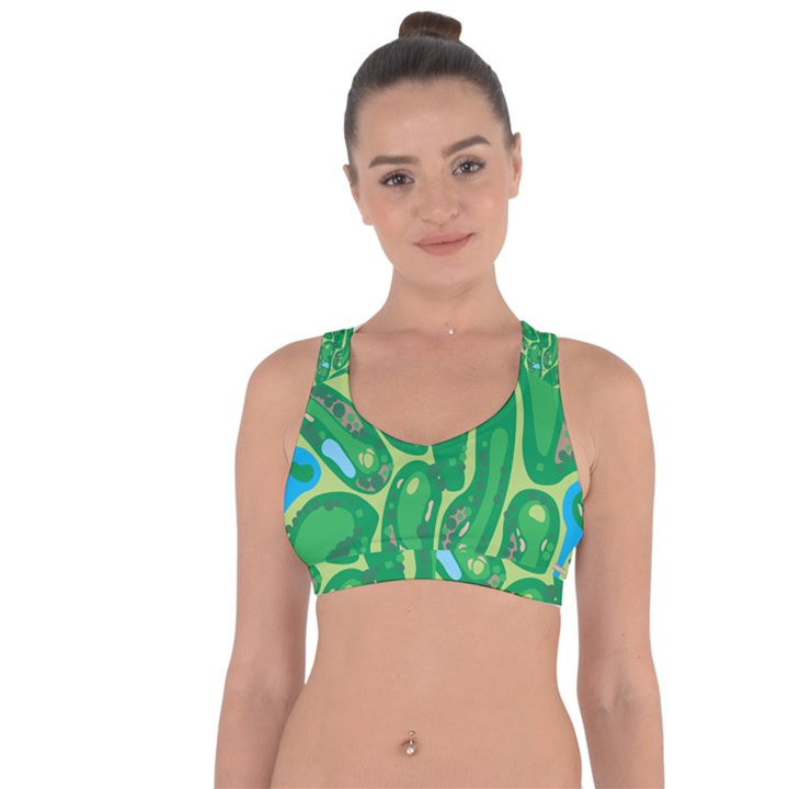 Golf Course Par Golf Course Green Cross String Back Sports Bra